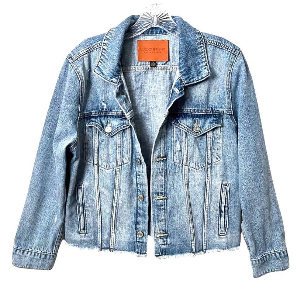 Lucky Brand Raw Hem The Tomboy Trucker Denim Jean Jacket Size Large